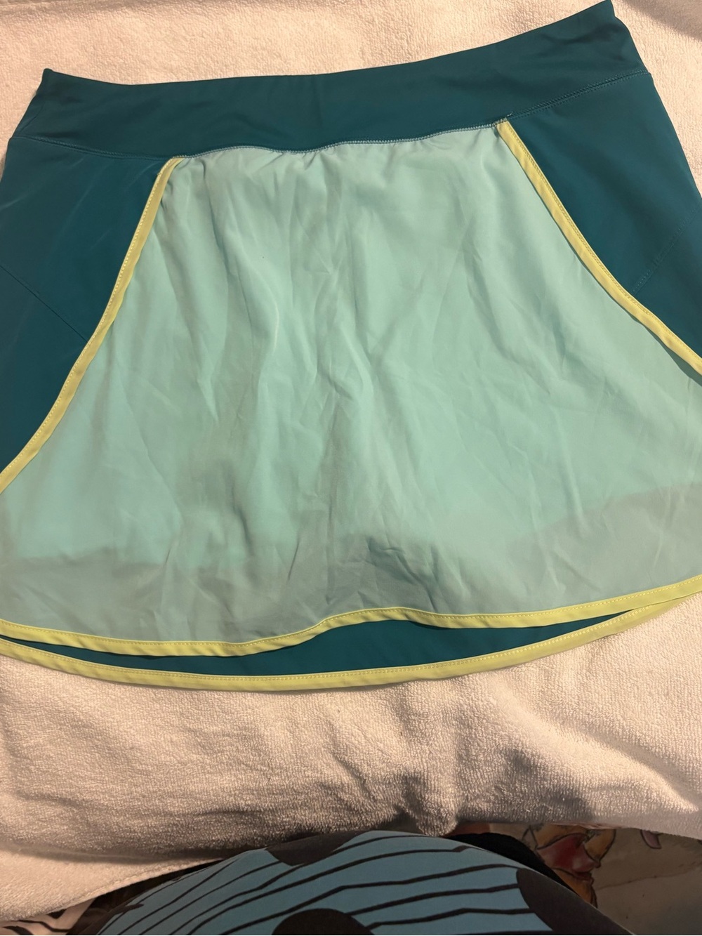 ZELOS Aqua Front Panel & Teal Skater Skort with Yellow Trim